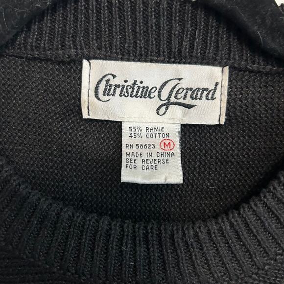 Vintage Christine Gerard Black Sequin Beaded Sweater M 80s Glam Party Dolman - Picture 4 of 11